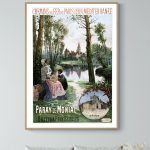 Affiche vintage représentant le téléphérique de Serre Chevalier à Briançon, avec paysage alpin et st.