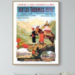 Affiche vintage du Grand Prix Reims ACF de 1954, illustrant la course automobile historique en Franc.