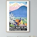 Affiche vintage du Festival de Cannes 1952 avec vue sur le Mont Blanc.