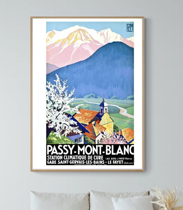 Affiche vintage du Festival de Cannes 1952 avec vue sur le Mont Blanc.
