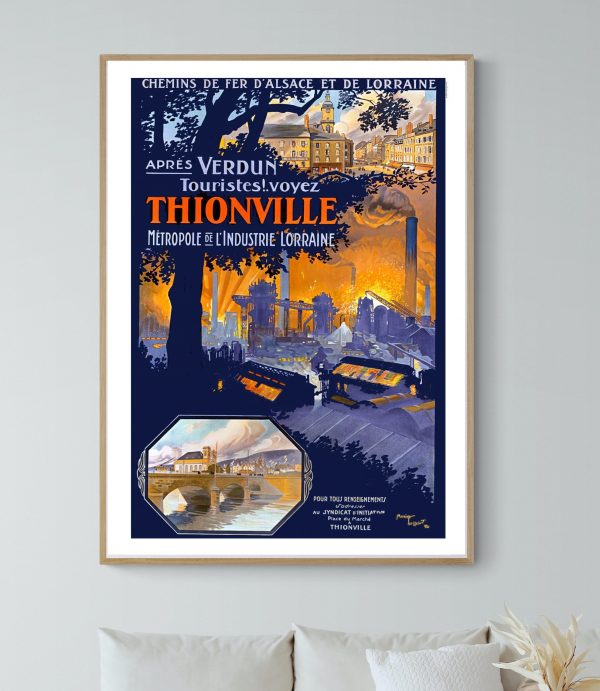 Affiche vintage du téléphérique de Serre Chevalier à Briançon, illustrant le transport en montagne.