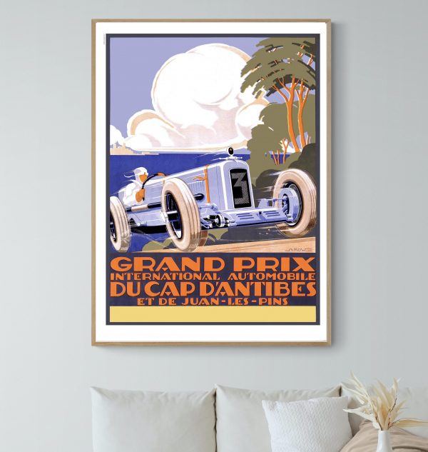 Affiche vintage du Grand Prix Reims ACF 1954, course automobile historique en France.