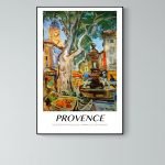 Affiche vintage du Carnaval de Nice 1975, illustrant une scène colorée avec fontaine et arbres dans.