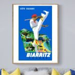 Affiche vintage du Grand Prix Reims 1954, célébrant la course automobile historique en France.