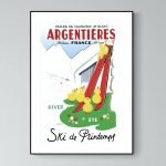 Affiche vintage de la vallée de Chamonix, mettant en avant la station Argentières, ski de printemps,.