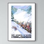 Affiche vintage de sports d'hiver à Combloux, Alpes françaises.