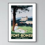 Affiche vintage pour la région des Pyrénées Orientales, mettant en valeur le Château de Font-Romeu e.