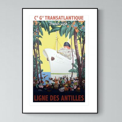 Affiche Bateau   Paquebot Antilles Compagnie Generale Transatlantique