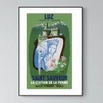 Affiche vintage de Saint Sauveur, station de la femme, Hautes Pyrénées, France.