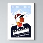 Affiche vintage représentant la montagne des Saisies dans les Alpes françaises.