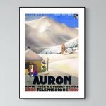 Panneau touristique vintage de Combloux, Alpes françaises, avec montagnes et village.