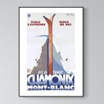 Affiche vintage pour école de ski et alpinisme à Chamonix Mont-Blanc. Illustration rétro d'une monta.