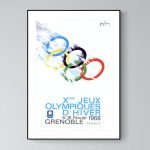 Affiche vintage représentant les Jeux Olympiques d'hiver de Grenoble 1968.