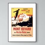 Affiche vintage Mont Revard, ski et sports d'hiver à Aix-les-Bains, Savoie.