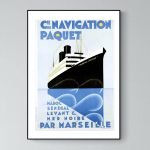 Affiche vintage de navigation maritime.