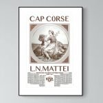 Affiche vintage de Corse Evisa avec illustration historique.