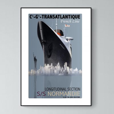 Affiche Bateau   Paquebot Normandie