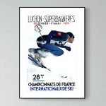 Poster vintage de compétition de ski à Luchon Superbagneres, France, 1939.