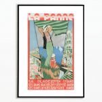 Affiche vintage Ostende, plage et bord de mer en Belgique, style rétro, idéale pour décoration mural.