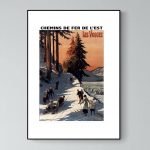 Affiche vintage représentant la station d'Aix-les-Bains et le Revard.