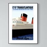 Affiche vintage de la transatlantique Le Havre-Southampton-New York.
