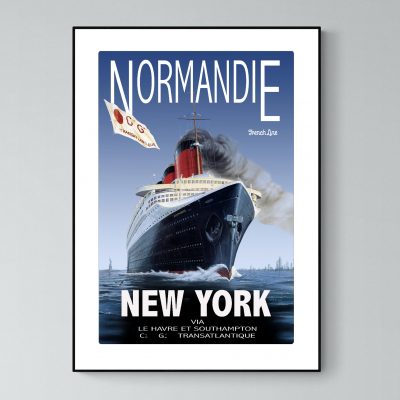 Affiche Bateau Normandie  Paquebot