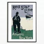 Affiche vintage Ostende avec vue sur le port, style rétro, idéale pour décoration maritime.