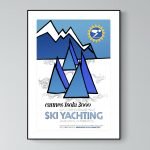 Affiche vintage de ski et montagnes pour Les Saisies, Alpes françaises.
