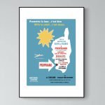 Affiche vintage de la Corse Evisa avec carte et soleil.