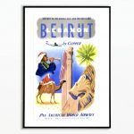 Affiche Liban vintage avec symbole national et paysage.