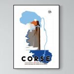 Affiche vintage de la Corse avec vue sur Evisa, illustrant la beauté naturelle de l'île.