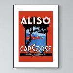 Affiche vintage de Evisa en Corse, illustrant un paysage côtier avec arbre et mer.