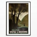 Affiche vintage de Belgique, mettant en valeur Ostende avec un design artistique et nature.