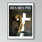 Affiche vintage sur Dien-Bien-Phu avec symbole de sacrifice et liberté.