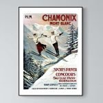 Affiche vintage ski Les Saisies, montagne, hiver, sports d'hiver, vintage, décoration montagne.