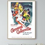 Affiche vintage du Carnaval de Granville 1953, illustrant des danseurs en costumes colorés.
