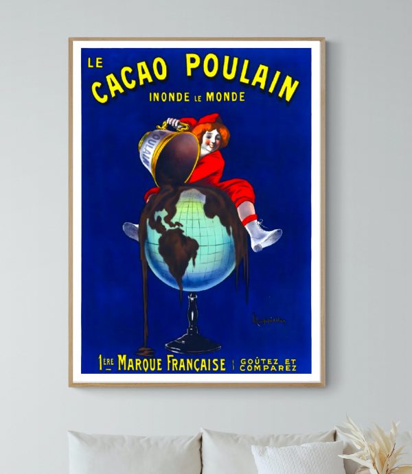 Affiche vintage Cacao Poulain avec le personnage du Café Martin.
