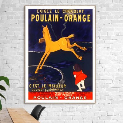 Affiche Exigez le Chocolat Poulain Orange