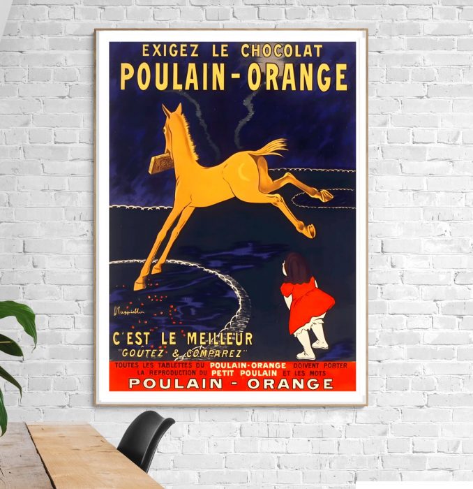 Affiche Exigez le Chocolat Poulain Orange