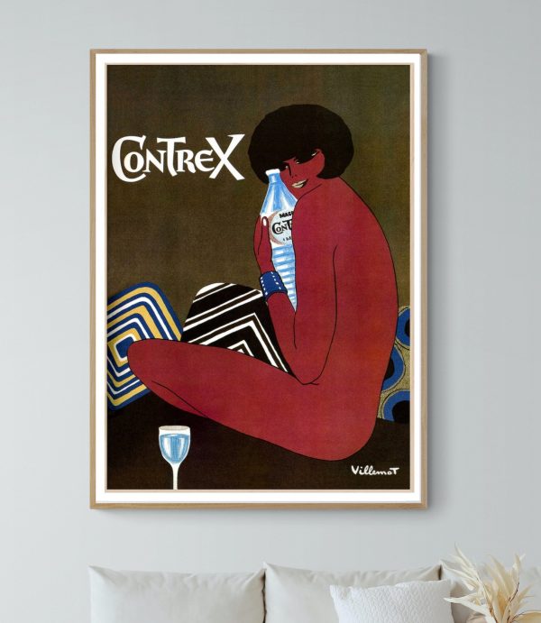 Affiche vintage Orangina avec une femme noire assise, tenant une bouteille d'Orangina, style rétro e.