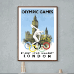 Affiche vintage des Jeux Olympiques de Londres 1948, illustration rétro.