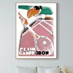 Affiche vintage de tennis et ping-pong, style rétro, décoration murale.