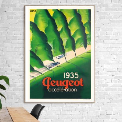 Affiche Peugeot Accélération 1935