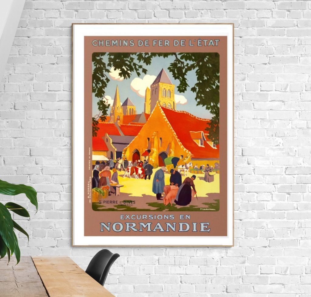 Affiche Normandie - Poster Vintage Surf et Plage