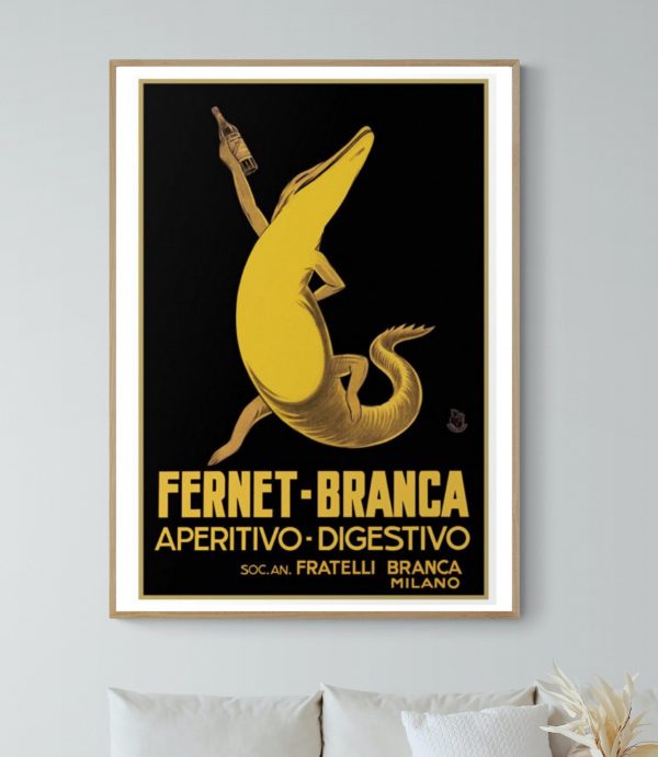Affiche vintage Absinthe Bourgeois avec banane et verre, style rétro et décoratif.