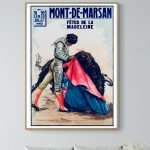 Affiche vintage de corrida à Dax en 1965, illustrant un torero face à un taureau lors des fêtes de l.