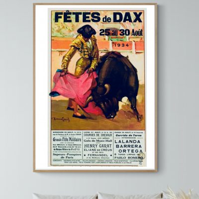 Affiche Corrida - Toros Fêtes Dax - 1934