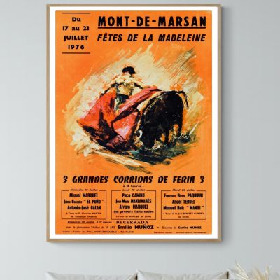 Affiche Corrida - Toros Mont de Marsan - Fêtes Madeleine - 1976