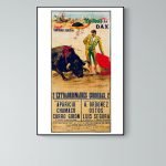 Affiche vintage de corrida à Dax en 1965, illustrant un torero face à un taureau lors d'une corrida.