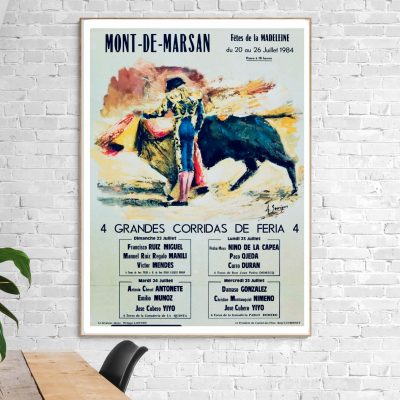 Affiche Corrida - Toros Mont de Marsan - Fêtes Madeleine - 1984